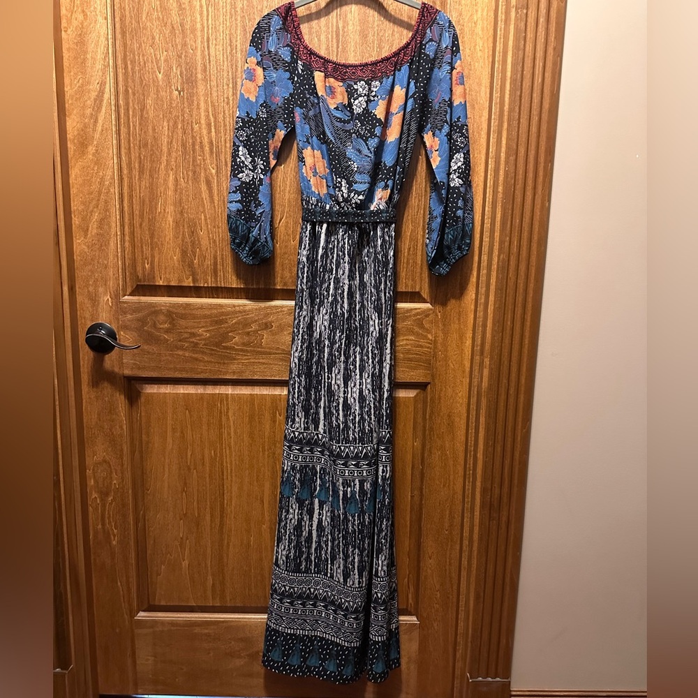 Flying Tomato Blue and Orange Long Sleeve Dress